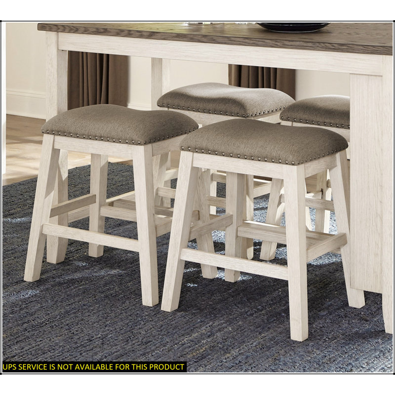 Ensemble de 2 tabourets de bar à hauteur de comptoir en tissu texturé brun antique