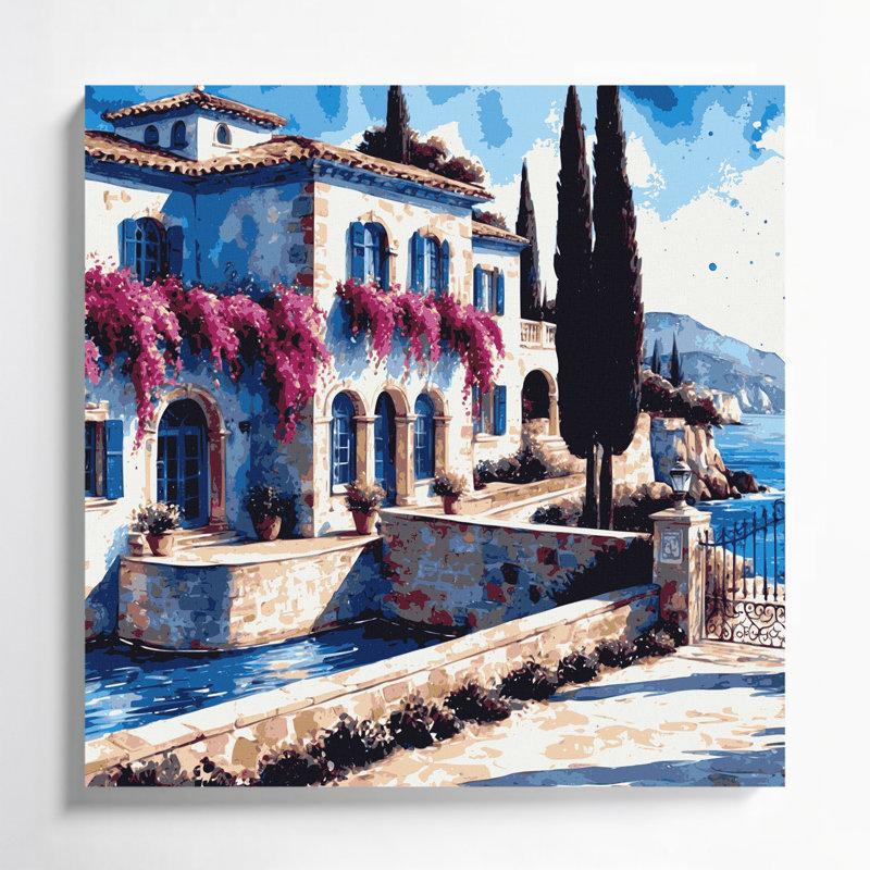 Art mural sur toile gris côtier de luxe méditerranéen, H 32 po x l 32 po