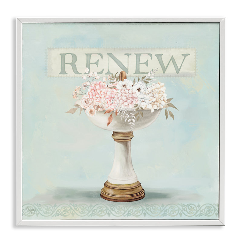 «Renew Floral Sink», estampe numérique, design par Mollie B., Giclée encadrée blanc bord de mer, H 12 po x l 12 po