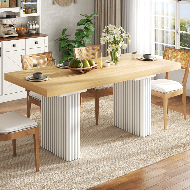 Dining Table For 4-6,modern Rectangle Dining Table With Ripple Legs