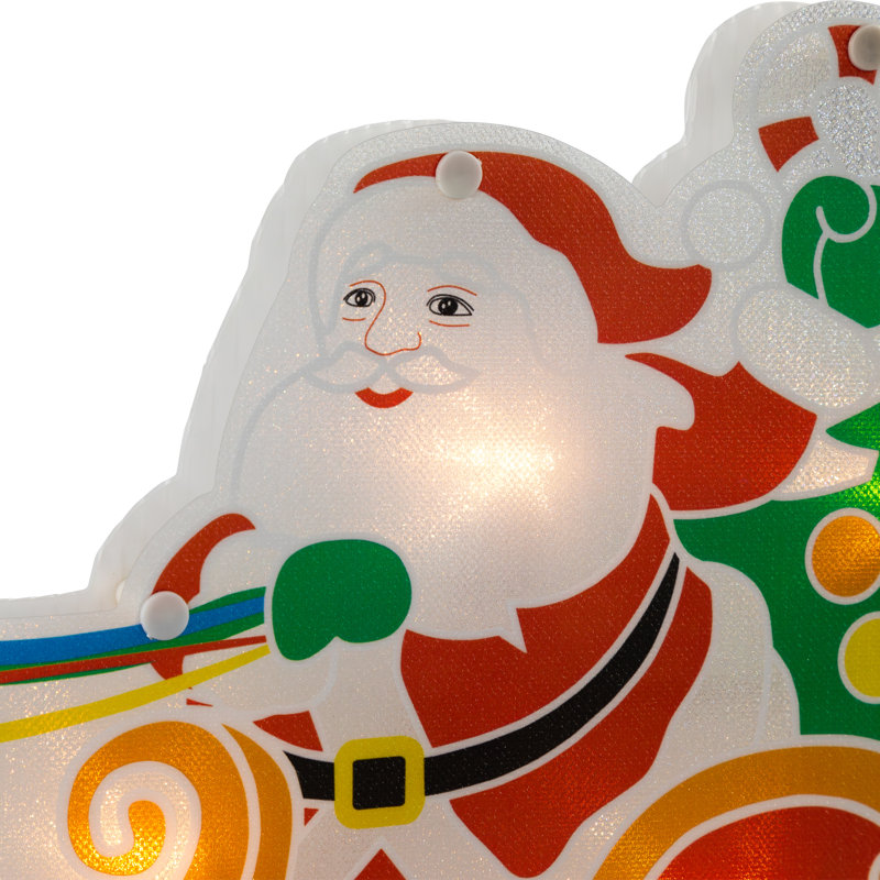 Silhouette de fenêtre de Noël éclairée 23 po Père Noël et renne