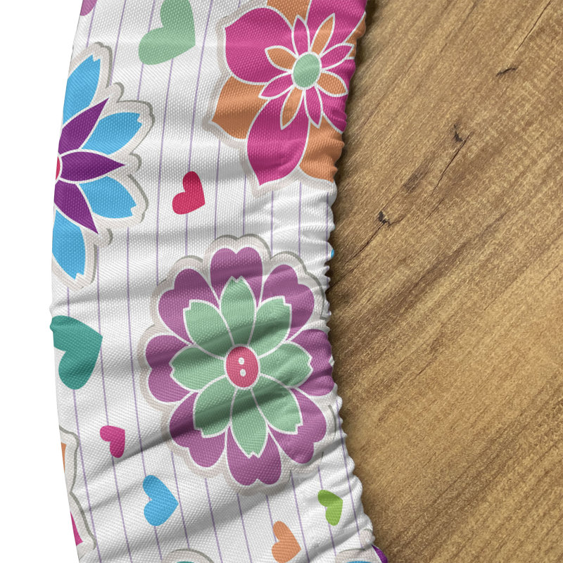 Winston Porter Retro Fitted Round Tablecloth Diameter Multicolor, 51.97" Round