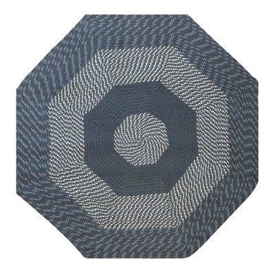 Tapis d'intérieur tressé à rayures 100% polypropylène Arcelia - Bleu ardoise