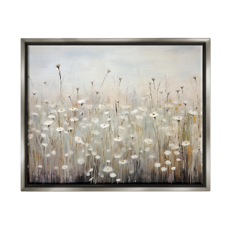 Bb-286-Fleurs flottantes mouchetées abstraites, Cadre flottant gris lustré, H 17 po x l 21 po x P 1,7 po