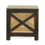 Tabouret 16 po en bois de manguier naturel et rotin tissé - Table d'appoint, repose-pieds et rangement Boho