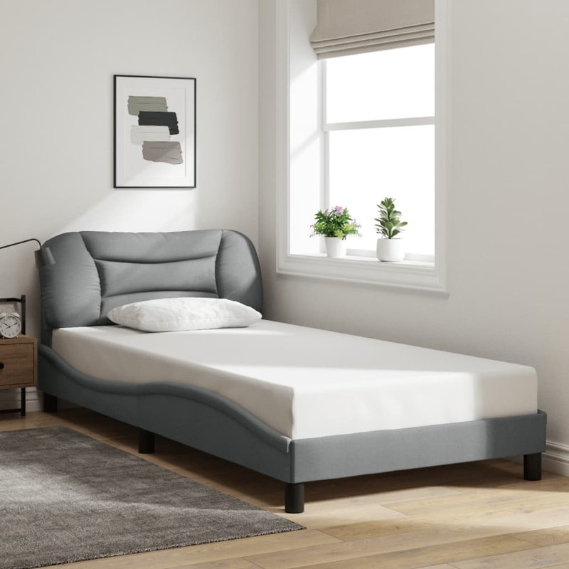 Structure de lit sans matelas gris clair Hvar 100 x 200 cm, Gris clair, Simple
