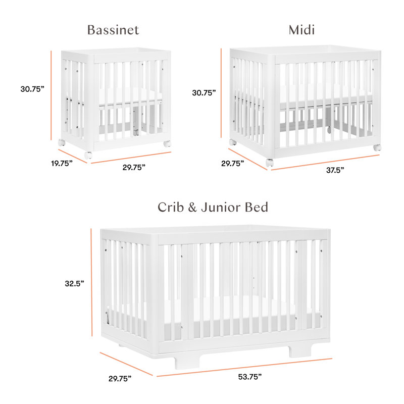 Yuzu White Pine 8-in-1 Convertible Crib with Conversion Kits
