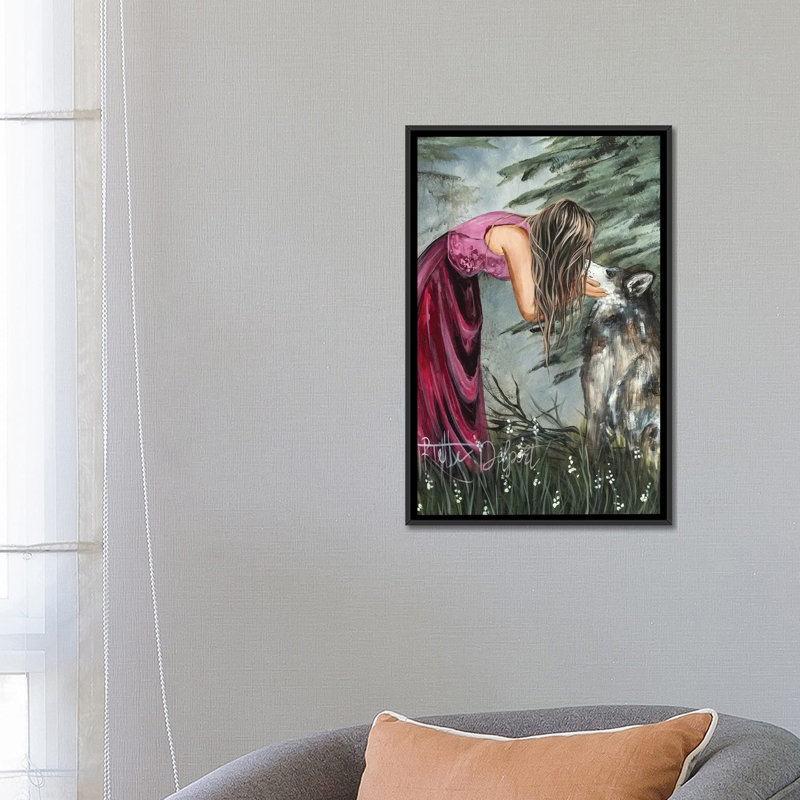 Le loup, Noir, Impression sur toile flottante sans passe-partout, H 26 po x l 18 po