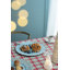 Ensemble de 4 assiettes en plastique à rebord complexe - bleu / or