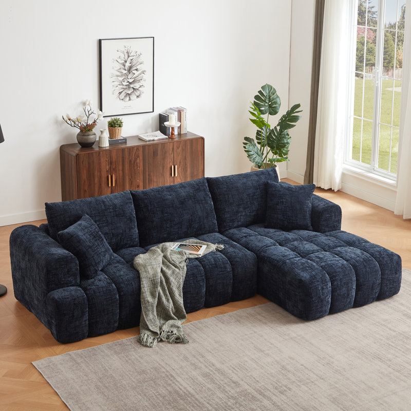 Chenille L-Shape Luxury Sectional Oversized Sofa,Mnimalist Design,Comfy Sleeper Couch for Living Room,Apartment&Reception Spaces,No Assembly Required