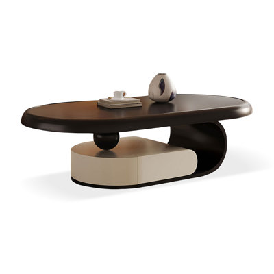 Black+Crystal-cream Manufactured Wood Oval Coffee Table