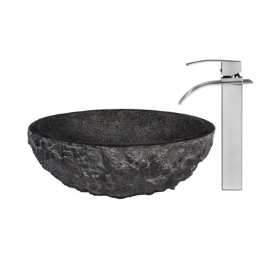 Novatto 17'' Granite Circular Bathroom Sink with Faucet