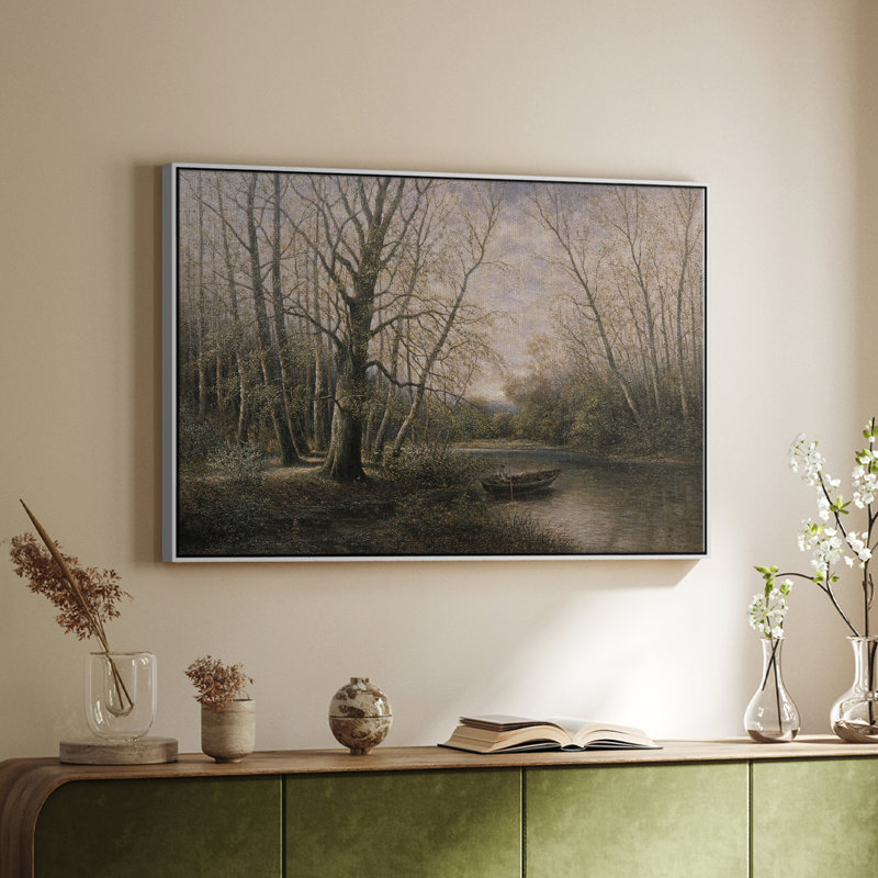 Paysage rétro - CDLII, Toile encadrée flottée blanche, H 17 po x l 25 po x P 2 po