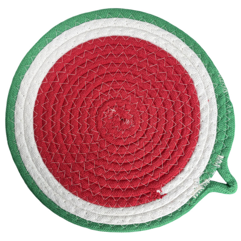 Polyester Round 1 Piece Trivet, Red/Green/White