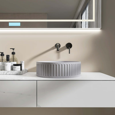 15'' Concrete Vessel Round Modern  Bathroom Sink