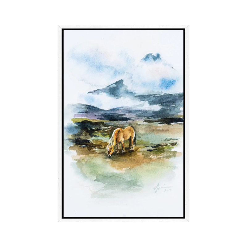 Icelandic Horse 1 Piece Painting on Canvas, 66.04 cm H x 45.72 cm W, White Framed