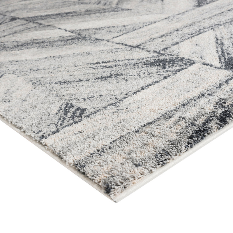 Tapis de zone grise bichon frisé géométrique Ovalle, Rectangle 8 pi x 10 pi