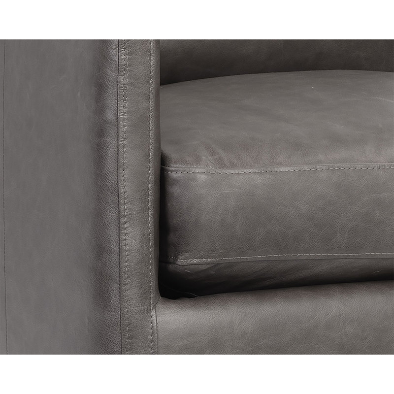 Portman Swivel Club Chair, Grey Genuine Leather