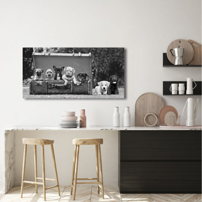 2AP6149 Puppies In The Suitcase - Wrapped Canvas Print