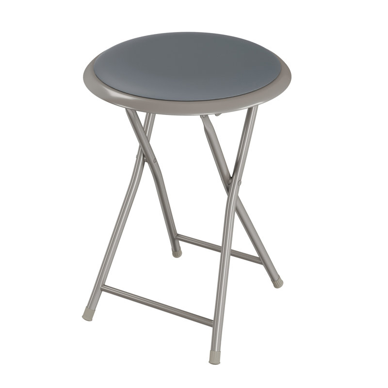 Slayder 18" H Backless Folding Stool, Gray/Gray