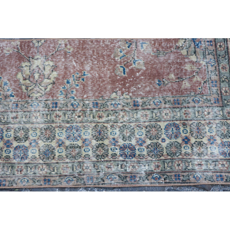 Vintage Turkish Oushak Rug in Neutral and Red Hues for Entryway or Small Spaces - Antique Decor