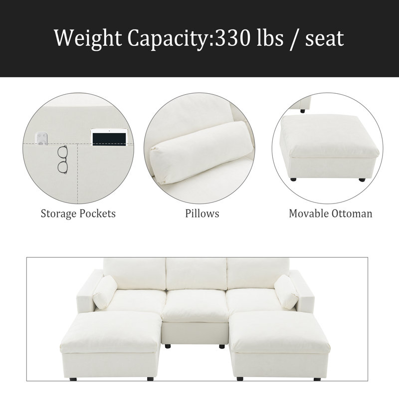 Canapé modulaire Chenille, Chenille blanche