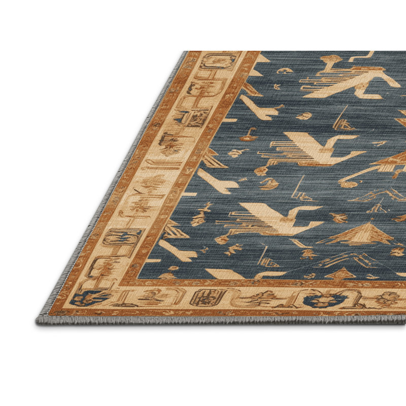 Tapis gris art déco lavable à la machine, Carré 3 pi