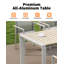 Table de salle à manger d'extérieur, table de salle à manger extensible pour 6 à 10 personnes, structure en aluminium avec drainage de surface à grain de bois, ensemble de mobilier de salle à manger extensible toutes saisons pour patio de jardin