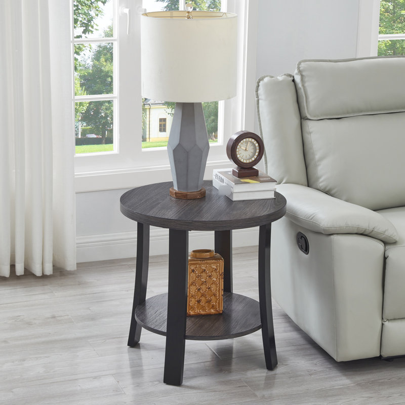 Round Shelf Table In Charcoal - Enhance Room Functionality Wood Stunning & Practical