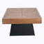 Table basse moderne carrée 31,5 po pour le salon, plateau en grain de bois brun et base noire, table d'appoint de style maison de campagne de style Mid-Century