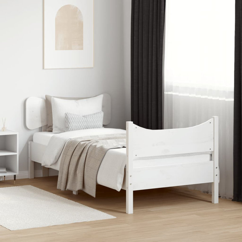 Rosalinde Solid Wood Bed, White, European Kingsize (160 x 200cm)