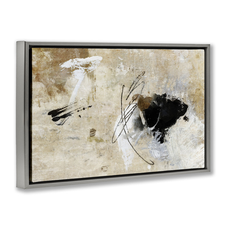 «Rustic Scribble Abstraction Canvas» par Suzanne Nicoll, Cadre flottant gris lustré, H 17 po x l 25 po x P 1,7 po