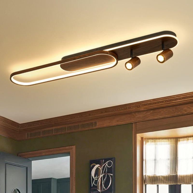 2 - Light Overlay Wood Grain Led Oval Shape Track Light With Rotating Heads