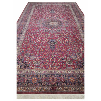 Mashad Semi Antique Burgundy /Navy 14x27 Oversize Rug