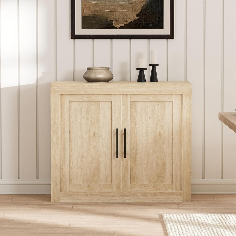 Buffet de 35,4 po avec rangement, armoire décorative Mid-Century moderne avec 2 portes, crédence de la console multimédia en bois pour le salon et la cuisine