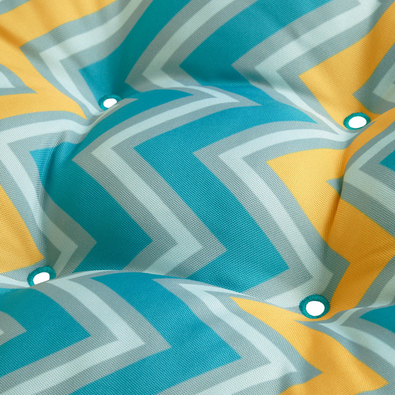 Outdoor 5'' Dining Chair Seat Cushion, Real Teal Chevron