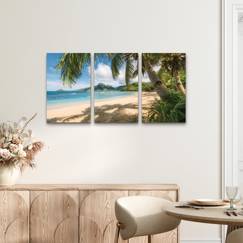 Ensemble de 3 panneaux muraux - Stefan Hefele «South Sea», art mural sur toile pour le salon, la chambre à coucher ou le bureau 