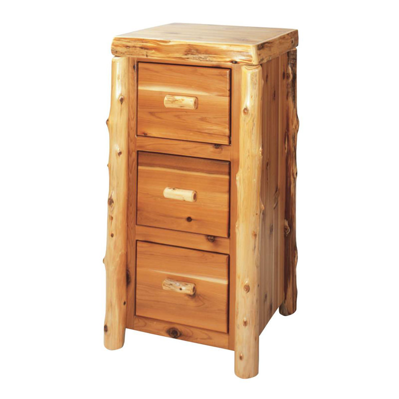 Fireside Lodge Cedar Log Three Drawer File Cabinet - Natural