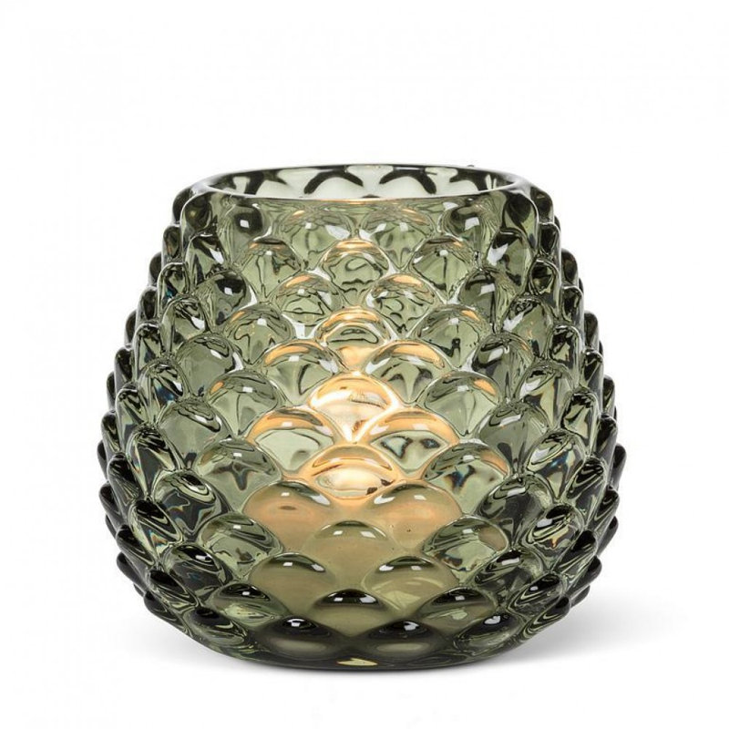 Photophore moyen Pinecone, 3" H x 3.5" W x 3.5" D, Green