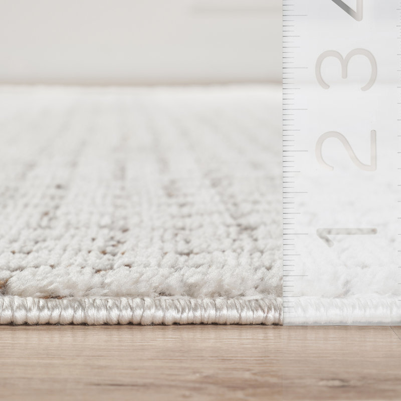Abani Orith OLV120A Modern Cream Brown Textured Crosshatch Minimalist Area Rug, Rectangle 7'9" x 10'2", Light Brown