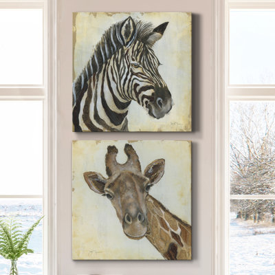 Motif de zèbre - ensemble de 2 impressions sur toile tendue