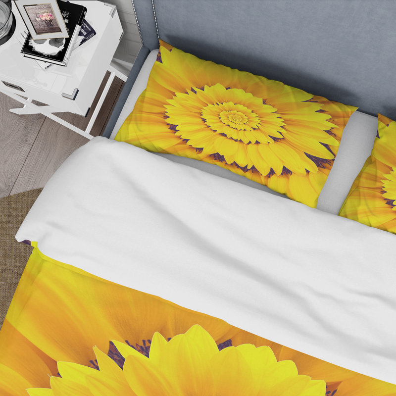 Sunflower Infinity Spiral I - Ensemble de housse de couette traditionnel - Microfibre de polyester