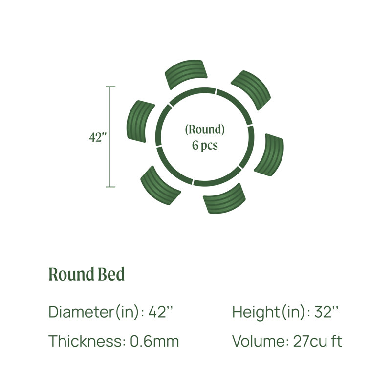 32" Tall 42" Wide Round Metal Outdoor Raised Garden Bed, Pearl White