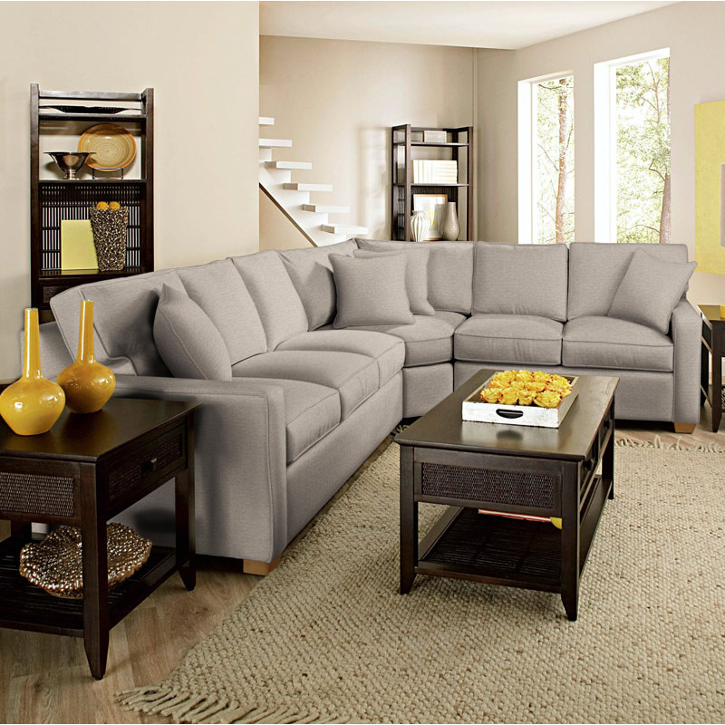 Ellora Upholstered L-Sectional, Beige Performance Fabric, Havana
