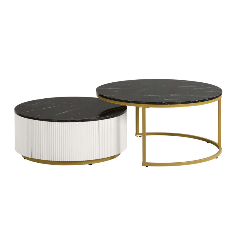 Modern Round Nesting Coffee Table, 15.7" H x 27.6" L x 27.6" W