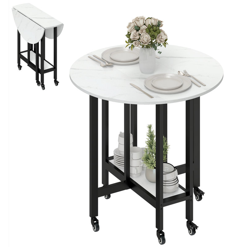 Round Metal Base Dining Table, 75cm H x 80cm x 80cm D