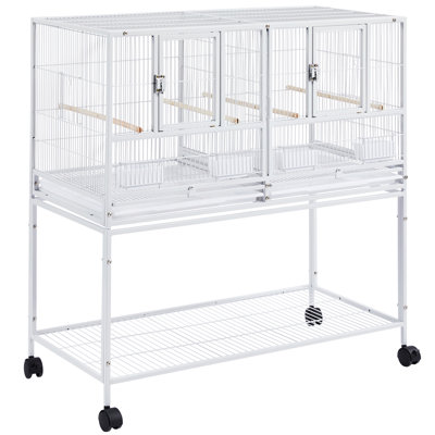 Gabler 41.5 in. Iron Flat Top Floor Bird Cage with Wheels with Stand with Perch with Tray