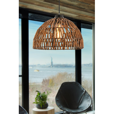 Elegant Metal Chandelier with Replica Bamboo Cap, Brown Finish, 25.6 x 25.6 x 7.9 inches | CE Certified, E27 Socket (Max 45-60W) | Perfect for Dining Room, Living Room, or Entryway Decor, Stylish and Functional Lighting