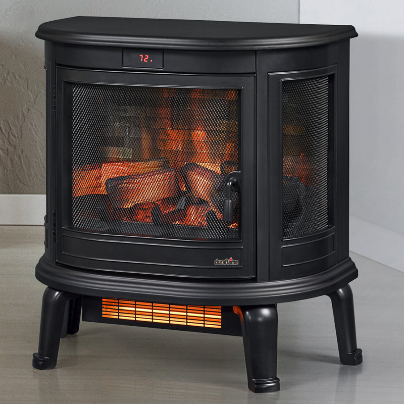 Duraflame 3D Black Curved Front Infrared Electric Fireplace With Remote Control