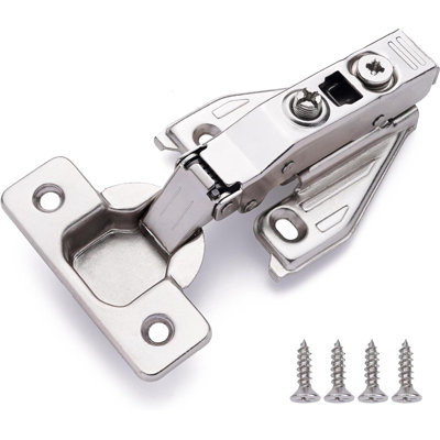 50 Pack Full Overlay Soft Close Cabinet Hinges For Kitchen Cabinets - 105° Face Frame Concealed Cabinet Door Hinge -3 Way Adjustability -clip On Plate & Matching Screw 4 Easy Installation